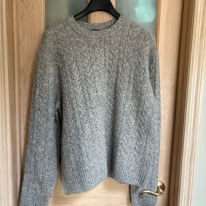 H&M Heather Gray Cable Knit Crewneck Sweater
